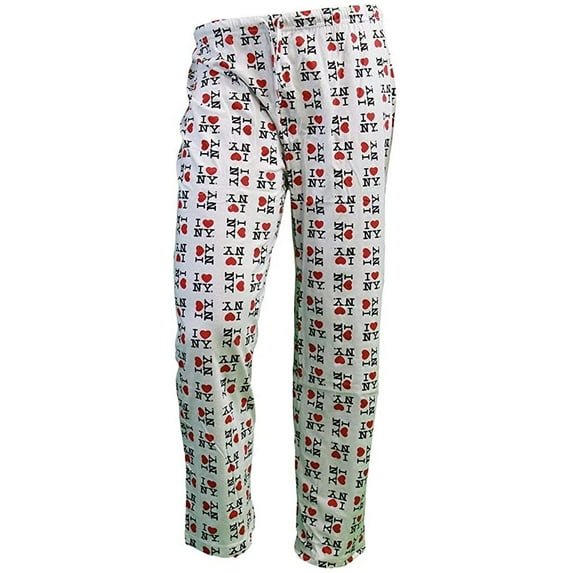 I Love NY Lounge Pants Pajama Bottoms New York Sleepwear White, Small