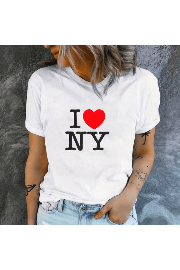 I Love NY Men Women T-Shirt Crewneck Cotton Tee Heart New York S