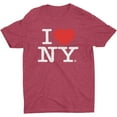 thumbnail image 1 of I Love NY Men's Unisex Tee Officially Licensed T-Shirt  Heather Burgundy, Small, 1 of 11