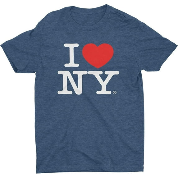 I Love NY Men's Unisex Tee Officially Licensed T-Shirt Heather Denim, Medium