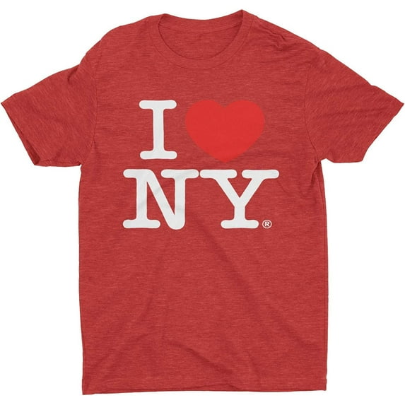 I Love NY Men's Unisex Tee Officially Licensed T-Shirt Heather Red, Small