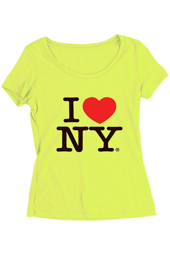 Neon Teens/Ladies Scoop Neck T-Shirt Tee Officially Licensed Slim Fit Safety Green, Medium