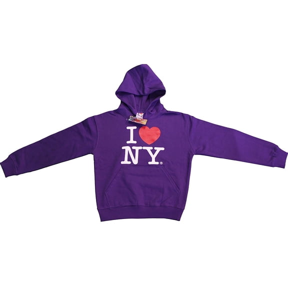 I Love NY New York Hoodie Screen Print Heart Sweatshirt Purple 3XL