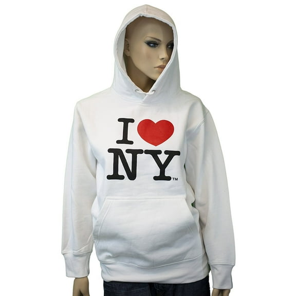 I Love NY New York Hoodie Screen Print Heart Sweatshirt White Small