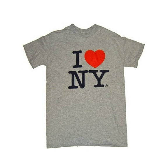 I Love NY New York Short Sleeve Screen Print Heart T-Shirt Gray Small