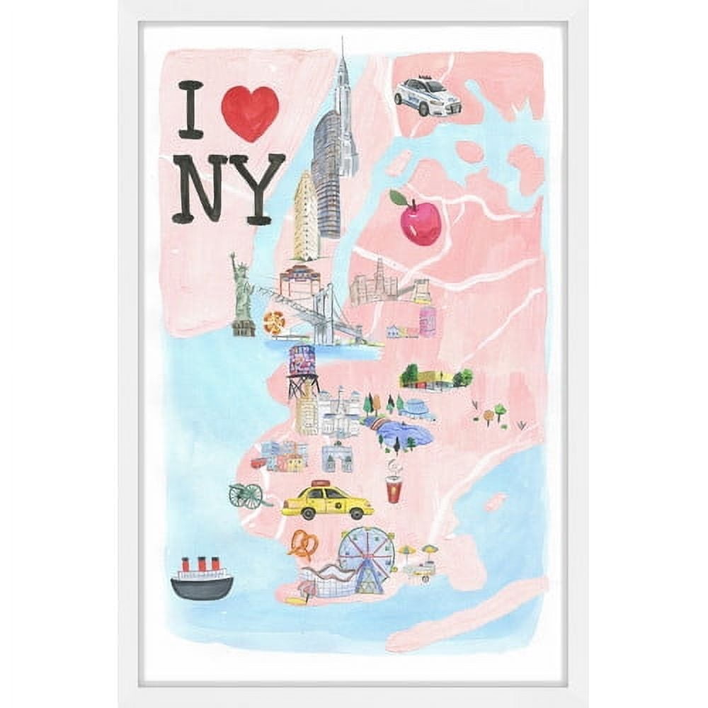 "I Love NY Site Map" Framed Painting Print