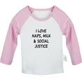 thumbnail image 1 of I Love Naps Milk And Social Justice Funny T shirt For Baby, Newborn Babies T-shirts, Infant Tops, 0-24M Kids Graphic Tees Clothing (Long Pink Raglan T-shirt, 0-6 Months), 1 of 4