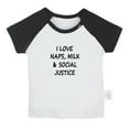 thumbnail image 1 of I Love Naps Milk And Social Justice Funny T shirt For Baby, Newborn Babies T-shirts, Infant Tops, 0-24M Kids Graphic Tees Clothing (Short Black Raglan T-shirt, 18-24 Months), 1 of 4