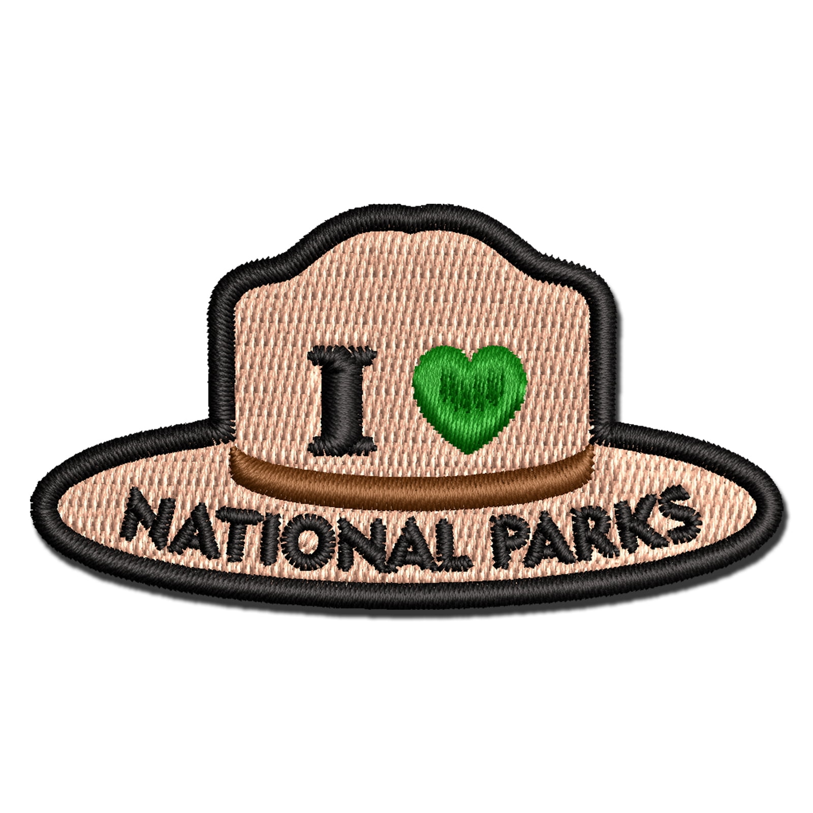 I Love National Parks Ranger Hat Applique Multi-Color Embroidered Iron-On Patch - 3.5 Inch Large