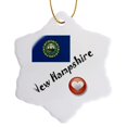 thumbnail image 1 of 3drose, I Love New Hampshire, 3 inch Snowflake Porcelain Ornament, 1 of 7