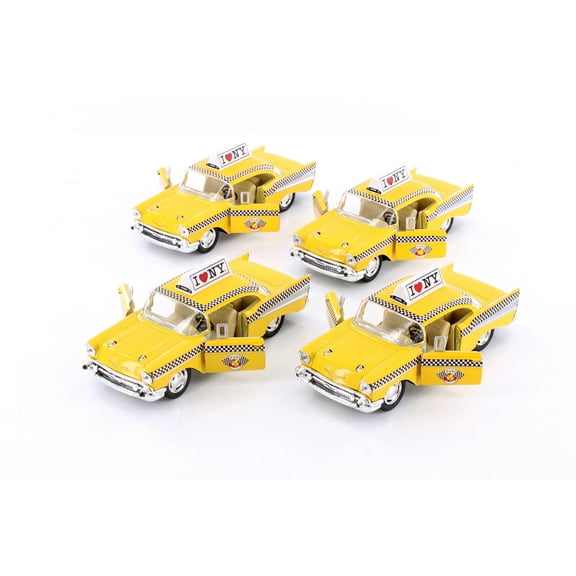 I Love New York 1957 Yellow Chevy Bel Air Taxicab - 5360D-ILNY - 1/40 Scale Set of 12 Model Cars