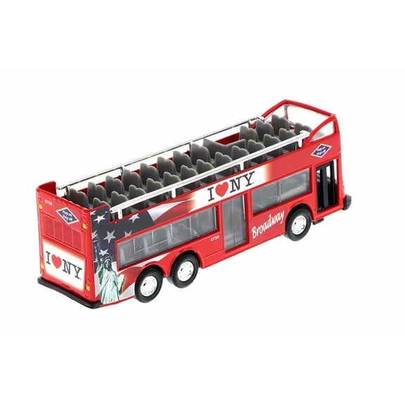I Love New York 6" Double Decker Sightseeing Bus Open Top, Red - 2168D-ILNY - Collectible Model Toy Car (Brand New, but NOT IN BOX)
