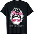 thumbnail image 1 of I Love New York City NYC Liberty Statue Brooklyn Messy Bun T-Shirt, 1 of 4