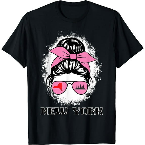I Love New York City NYC Liberty Statue Brooklyn Messy Bun T-Shirt