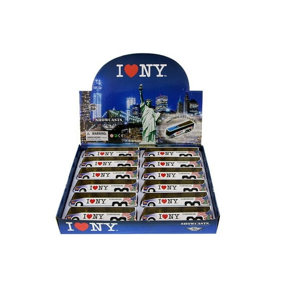 I Love New York Coach Bus Diecast Car Package - Box of 12 assorted 6 inch scaleDiecast Model Cars