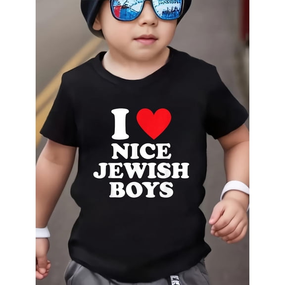 I Love Nice Jewish Boys Funny Hanukkah Present I Heart Kids T-Shirt Kids Graphic Tee Soft Cotton Short Sleeve Casual Shirt