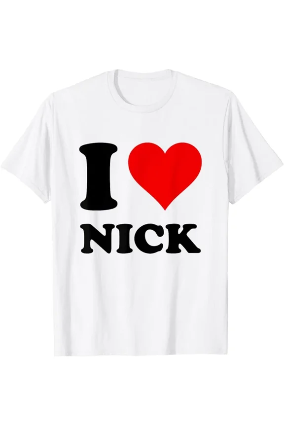 I Love Nick Heart Name Design T-shirt