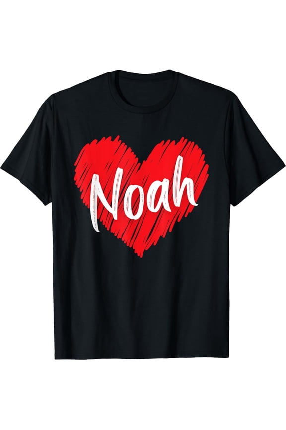 I Love Noah Heart Personalized Name Noah T-ShirtMen and women, Black T-shirt, size: Extra large S-4XL