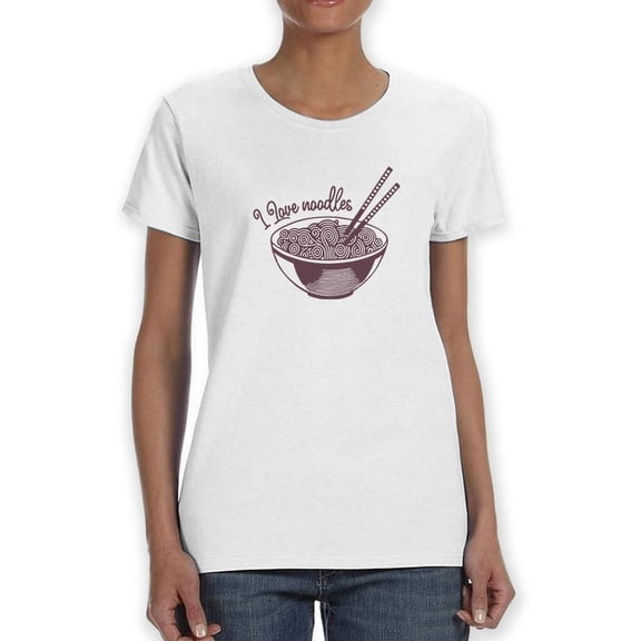 I Love Noodles Bowl Art T-Shirt Women -Smartprints Designs, Female Large
