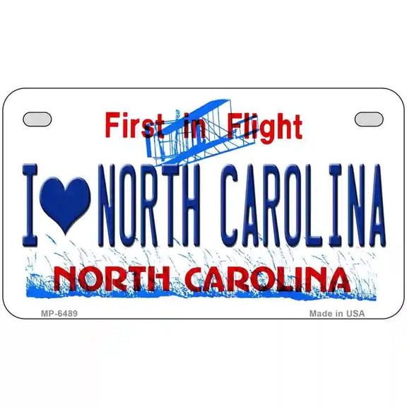 I Love North Carolina Novelty Metal License Plate 7" x 4" Motorcycle (MP)