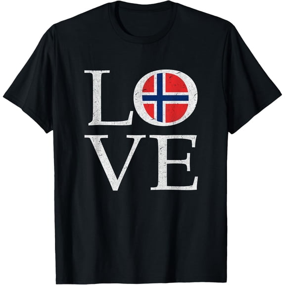 I Love Norway T-shirt Norwegian Flag Norge GiftMen and women, White Black T-shirt, size: Extra large S-1017XL