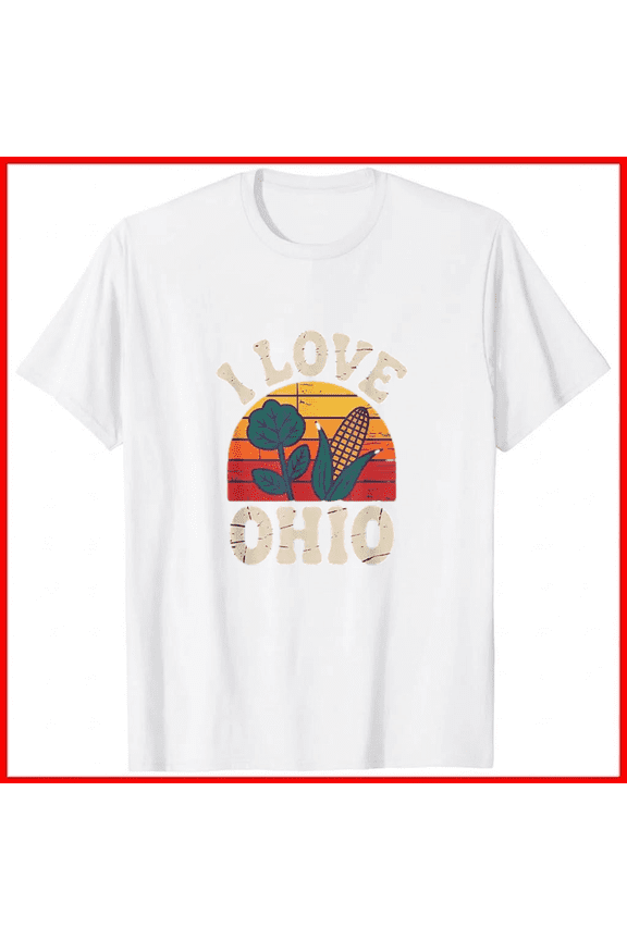 I Love Ohio Retro Sunset Farm Countryside Midwest Pride Unisex T-shirt, S-5XL
