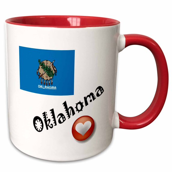 3drose, I Love Oklahoma, 11oz Two-tone Red Mug