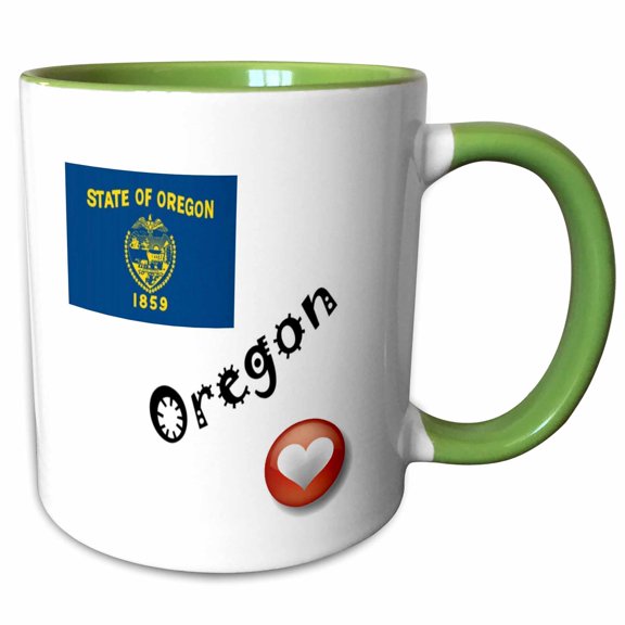 3drose, I Love Oregon, 11oz Two-tone Green Mug