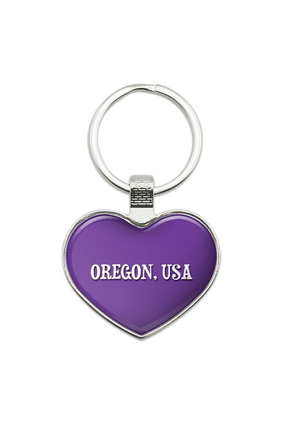 I Love Oregon USA Heart Metal Key Chain