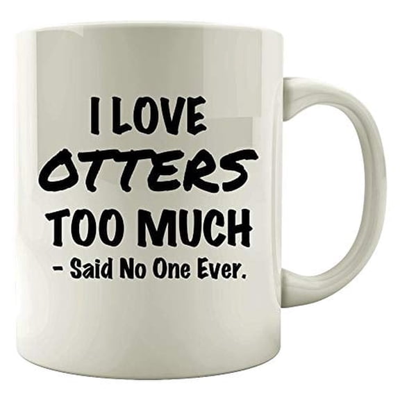 I Love Otters 11 oz Coffee Mug - Cute Fur & Fish Design White Ceramic Gift