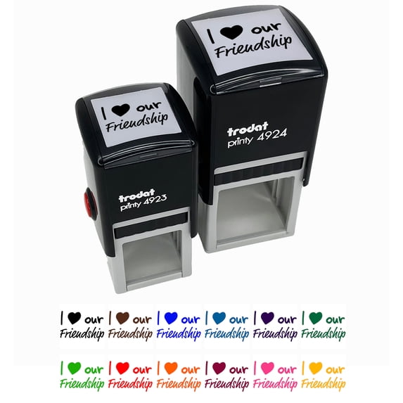 I Love Our Friendship Self-Inking Rubber Stamp Ink Stamper - Lime Green Ink - Small 1 Inch