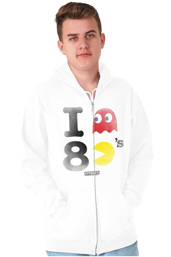 I Love Pacman 80's Unisex Plus Size Zip Hoodie Brisco Brands 4X