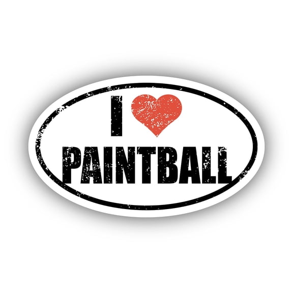 I Love Paintball I Heart Euro Oval Sticker Vinyl 3M Decal 3 In x 5 In