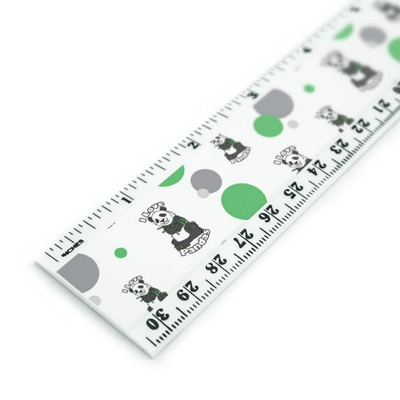 I Love Pandas Bamboo 12 Inch Standard and Metric Plastic Ruler