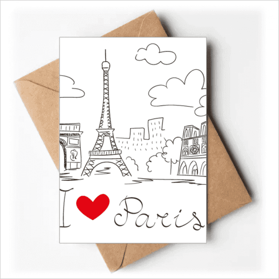 I Love Paris France Eiffel Tower Line Greeting Cards You are Invited Invitations