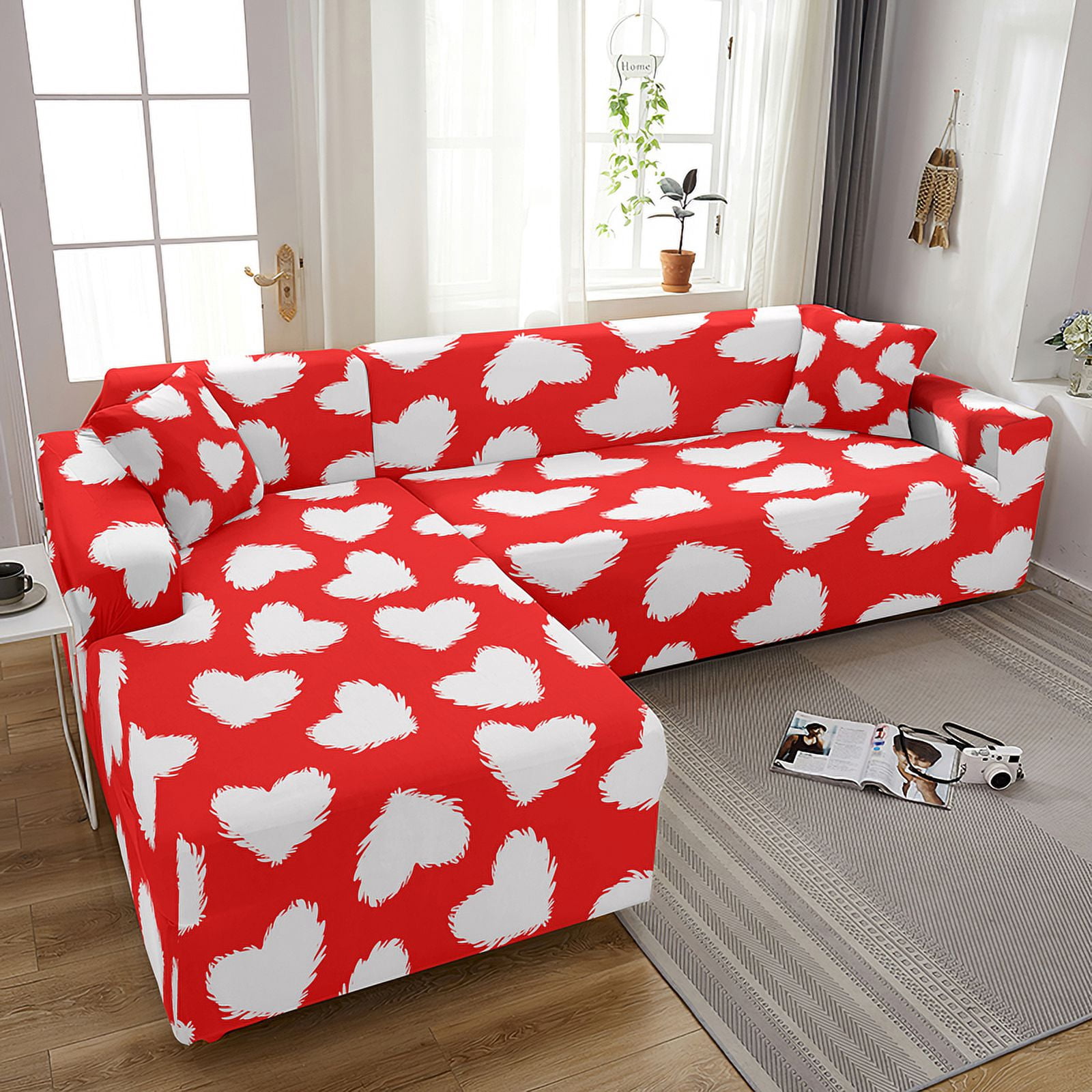 I Love Paris Heart L Shape Couch Cover Slip-Resistant Stretch