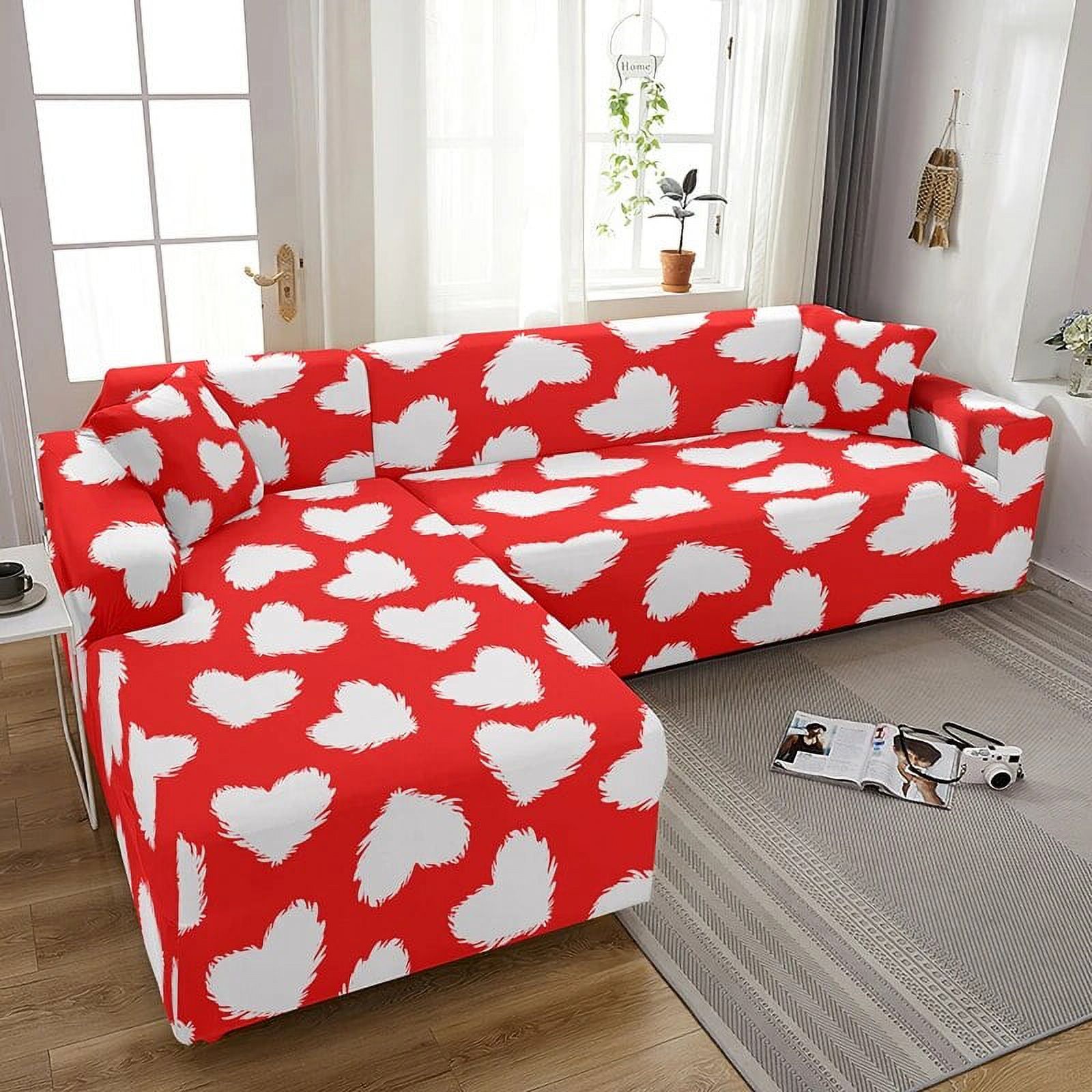I Love Paris Heart L Shape Couch Cover SlipResistant Stretch