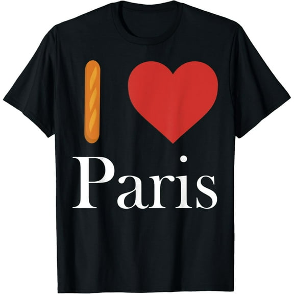 I Love Paris T Shirt France Souvenir Trip Gift Baguette men and women can wear, black, white, gifts