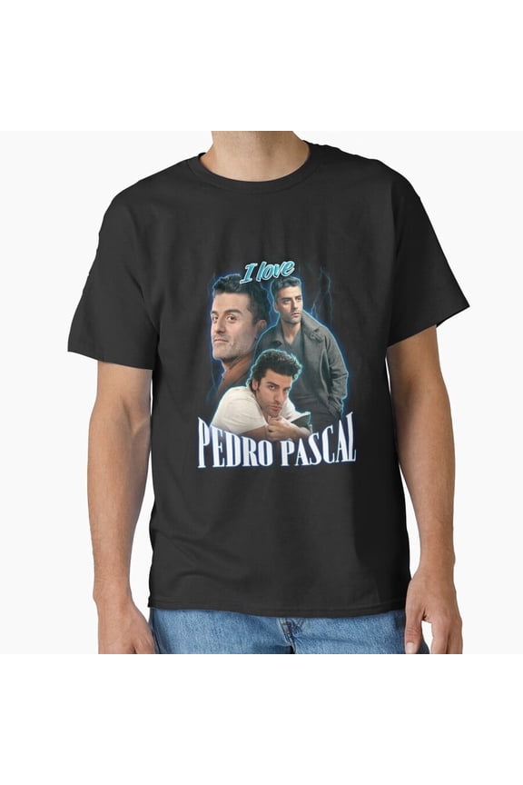 I Love Pedro Pascal Oscar Isaac Cursed Fan Collage Funny Retro Unisex T-Shirt Y3421, Up to Size 5XL