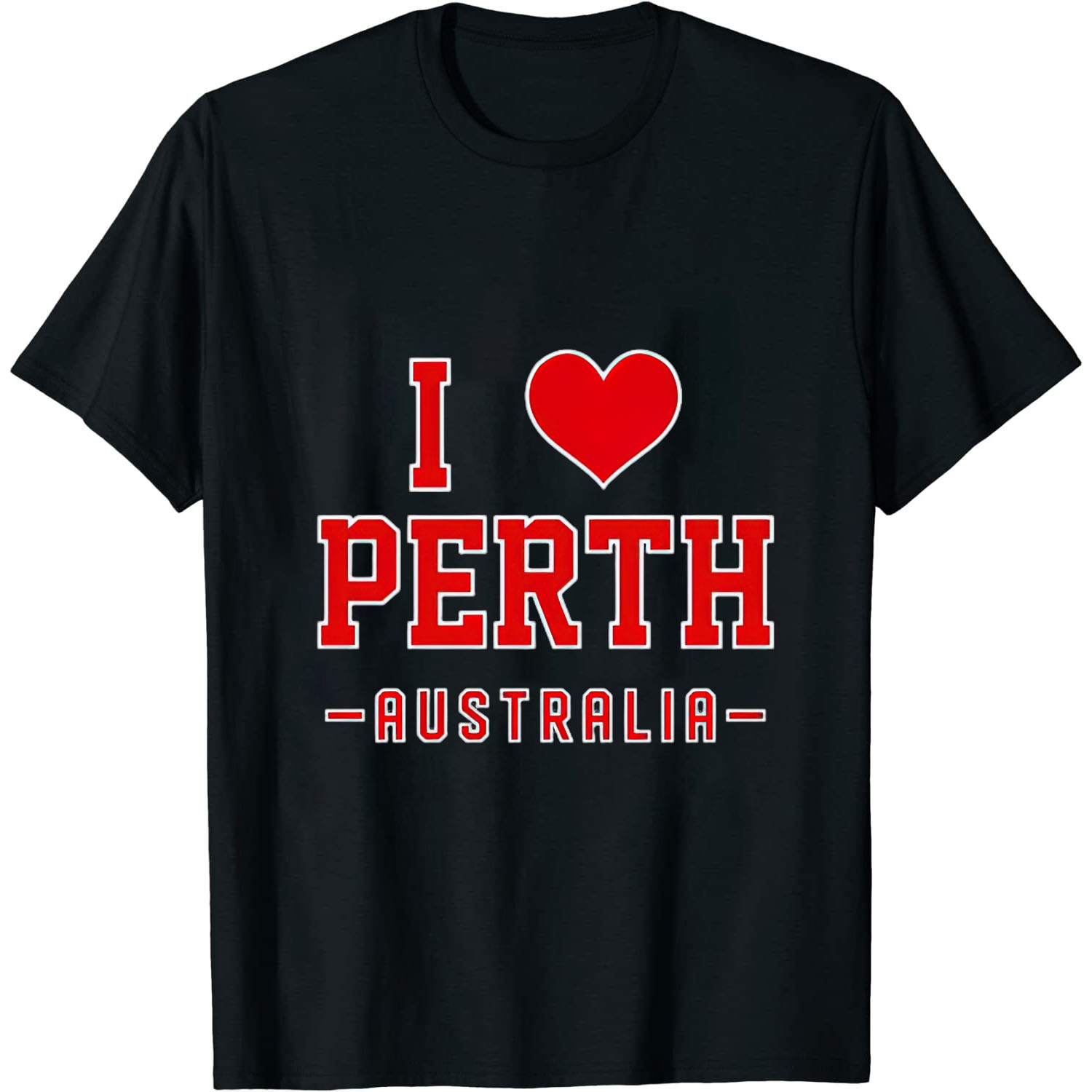 I Love Perth Australia Short Sleeve Womens TShirt Black