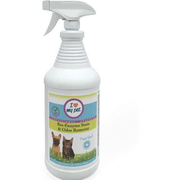 I Love My Pet Bio-Enzyme Stain and Odor Eliminator for Home, Enzyme Cleaner, Pet Carpet Cleaner Spray, Pee, Carpet Stain Remover Spray, Works While You Sleep, 32 oz Fresh Scent