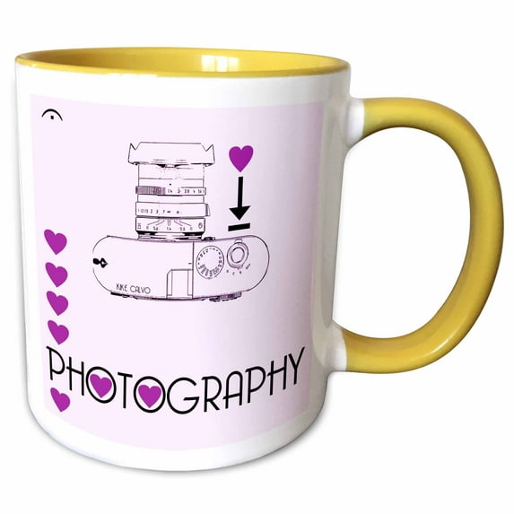 3drose, I Love Photography, 15oz Two-tone Yellow Mug