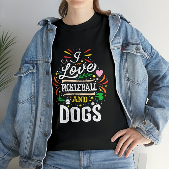 I Love Pickleball And Dogs Pickleball Player And Dog Lover T-Shirt