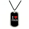 thumbnail image 1 of I Love Pigs Heart Snout Military Dog Tag Pendant Necklace with Cord, 1 of 4