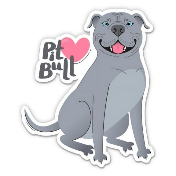 I Love Pit Bull Dog - 3" Vinyl Sticker - For Car Laptop I-Pad Phone Helmet Hard Hat - Waterproof Decal