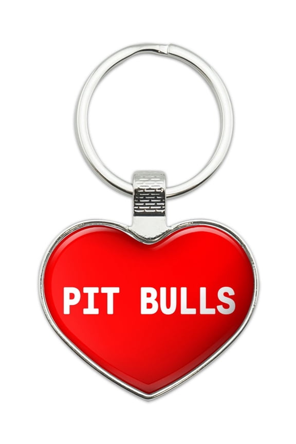 I Love Pit Bulls Heart Metal Key Chain