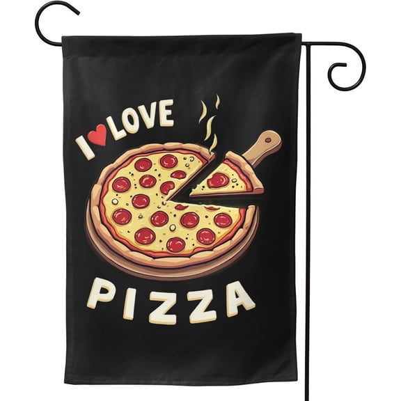 I Love Pizza Flags, I Love Pizza Garden Flag Small Garden Flags 12x18 Double Sided Yard Decor For Holiday Outdoor Decorations
