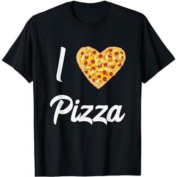 I Love Pizza Heart Shaped Pepperoni Enthusiast Pizza Quote T-Shirt