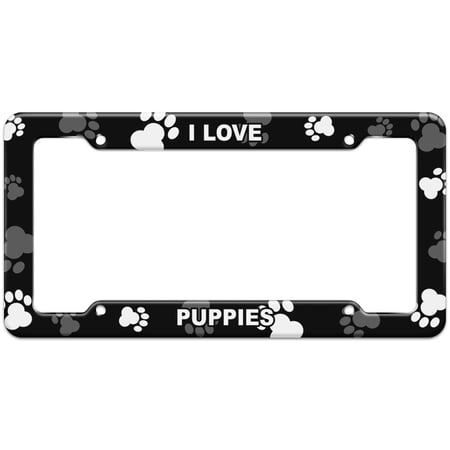 I Love Places Things - Puppies - Plastic License Plate Frame