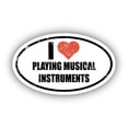 thumbnail image 1 of I Love Playing Musical Instruments I Heart Euro Oval Sticker Vinyl 3M Decal 3 In x 5 In, 1 of 3
